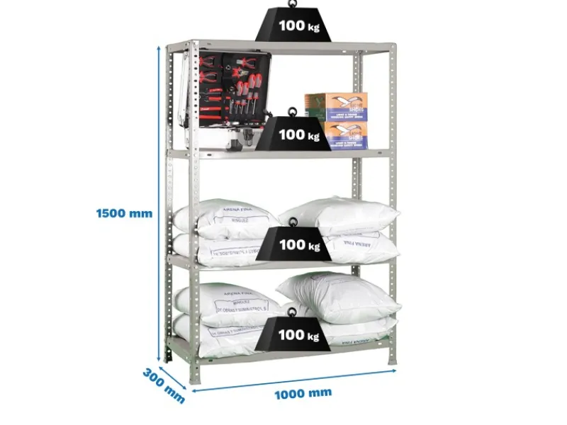 Best PROREGAL Schraubregal Panda Mid HxBxT 150 x 100 x 30 cm Fachlast 100 kg Grau