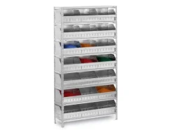 Online PROREGAL Schüttgutregal Schraubsystem Grundregal HxBxT 185 x 100 x 30 cm 8 Ebenen Fachlast 60 kg 21 Schüttgutfächer Verzinkt