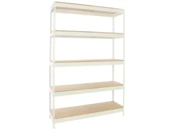 PROREGAL Schwerlastregal Extrem Wood Yeti Five HxBxT 300 x 120 x 75 cm Fachlast 400 kg Weiß