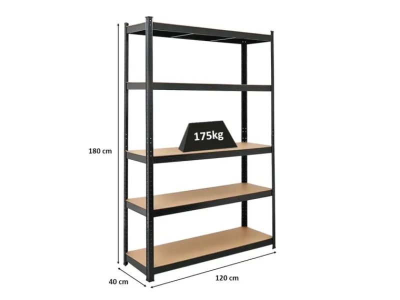 PROREGAL Schwerlastregal Ragnar für Gesamtlast 875 kg HxBxT 180 x 120 x 40 cm Kellerregal Steckregal Garagenregal Lagerregal