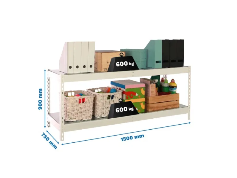 PROREGAL Schwerlastregal Metal Beast Two HxBxT 90 x 150 x 75 cm Fachlast 600 kg Weiß