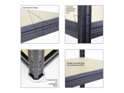 Best PROREGAL Schwerlastregal Dino 180x240x60 cm Fachlast 450kg Schwarz