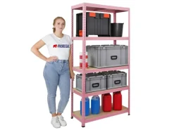 PROREGAL Schwerlastregal PINK LADY HxBxT 180x90x40cm Fachlast 175kg 5 Ebenen Pink Kellerregal Steckregal Garagenregal Lagerregal