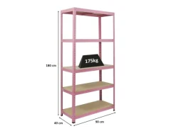 PROREGAL Schwerlastregal PINK LADY HxBxT 180x90x40cm Fachlast 175kg 5 Ebenen Pink Kellerregal Steckregal Garagenregal Lagerregal