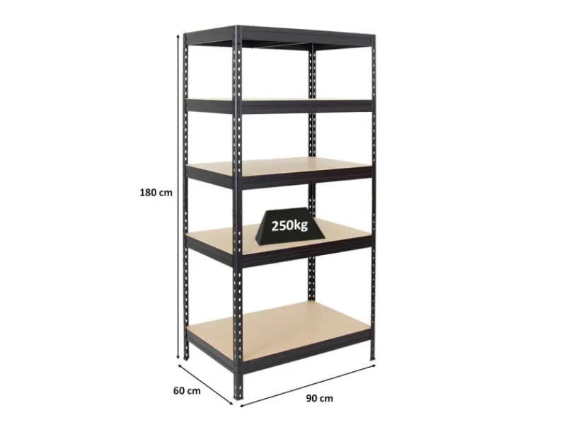 PROREGAL Schwerlastregal Rivet HxBxT 180 x 90 x 60 cm Fachlast 250 kg Innovatives Stecksystem