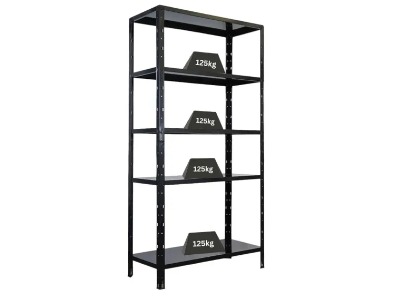 PROREGAL Schwerlastregal Ares HxBxT 180x90x40cm 5 Stahlplatten-Ebenen Fachlast 125 kg Schwarz