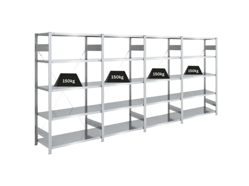 PROREGAL Schwerlastregal Silver Mamba Made In Germany HxBxT 200 x 400 x 50 cm 5 Ebenen Je 150 kg Fachlast Verzinkt