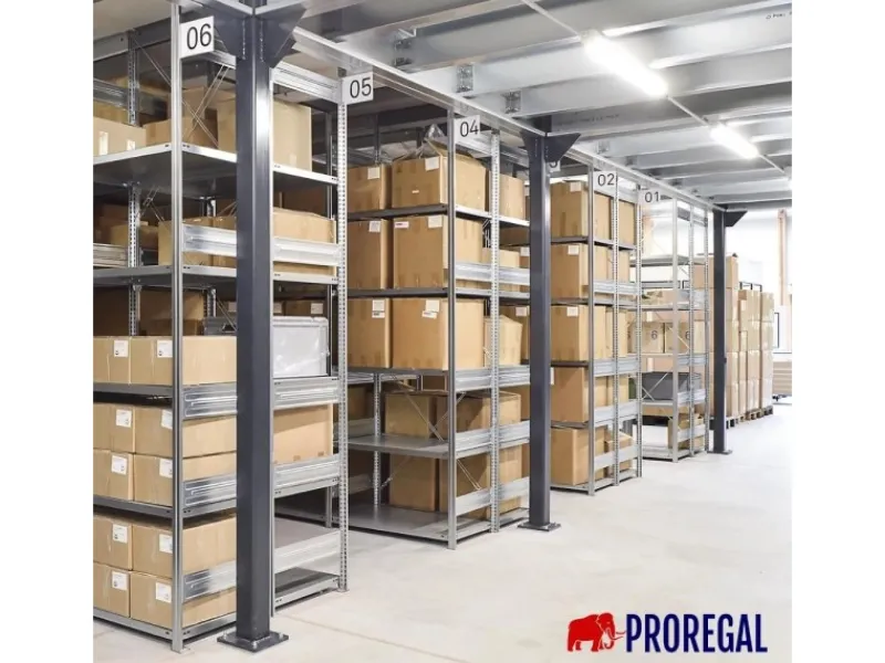 PROREGAL Schwerlastregal Silver Mamba Made In Germany HxBxT 200 x 400 x 50 cm 5 Ebenen Je 150 kg Fachlast Verzinkt