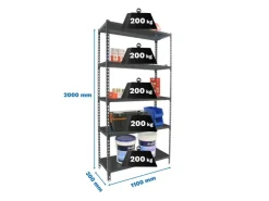 Best PROREGAL Schwerlastregal Big Metal Shark HxBxT 200 x 110 x 30 cm Fachlast 200 kg Anthrazit-Anthrazit