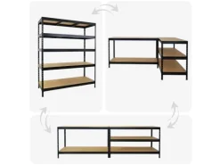 PROREGAL Schwerlastregal Rivet HxBxT 180x150x60 cm Fachlast 250kg Innovatives Stecksystem Schwarz