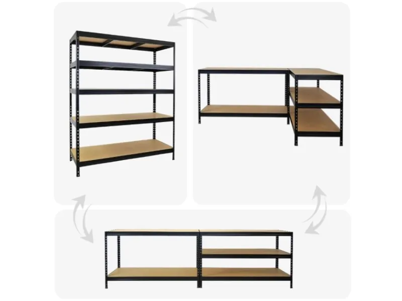 PROREGAL Schwerlastregal Rivet HxBxT 180x150x60 cm Fachlast 250kg Innovatives Stecksystem Schwarz