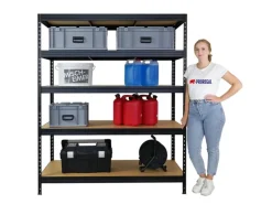 PROREGAL Schwerlastregal Rivet HxBxT 180x150x60 cm Fachlast 250kg Innovatives Stecksystem Schwarz