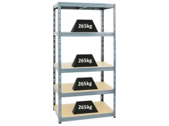 New PROREGAL Schwerlastregal Tiger HxBxT 180 x 90 x 60 cm Fachlast 265 kg 5-Ebenen Grau