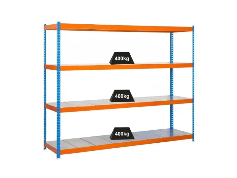 PROREGAL Schwerlastregal Big Metal Yeti Four HxBxT 200 x 150 x 45 cm Fachlast 400 kg Blau-Orange