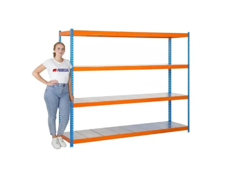 PROREGAL Schwerlastregal Big Metal Yeti Four HxBxT 200 x 150 x 45 cm Fachlast 400 kg Blau-Orange