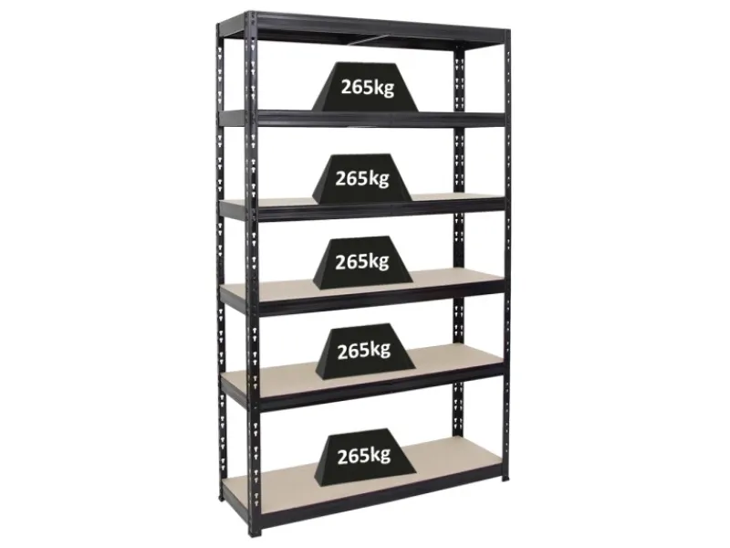 PROREGAL Schwerlastregal Giant Tiger HxBxT 200 x 120 x 40 cm Fachlast 265 kg 6-Ebenen Schwarz