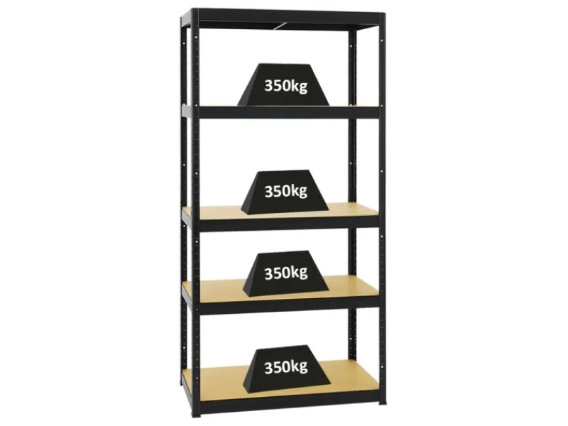 Best PROREGAL Schwerlastregal Slim Elephant S HxBxT 180 x 90 x 45 cm 5 Ebenen Fachlast 350 kg Schwarz