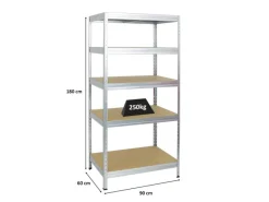 PROREGAL Schwerlastregal Rivet HxBxT 180 x 90 x 60 cm Fachlast 250 kg Innovatives Stecksystem