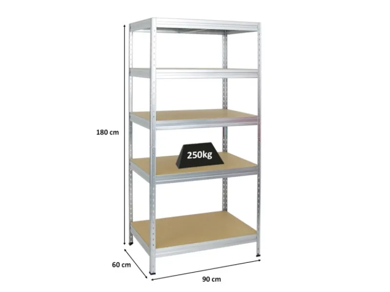 PROREGAL Schwerlastregal Rivet HxBxT 180 x 90 x 60 cm Fachlast 250 kg Innovatives Stecksystem