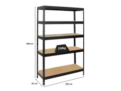 PROREGAL Schwerlastregal Rivet HxBxT 180 x 120 x 45 cm Fachlast 250 kg Innovatives Stecksystem