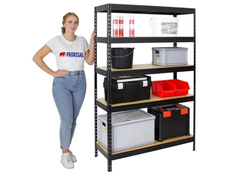 PROREGAL Schwerlastregal Rivet HxBxT 180 x 120 x 45 cm Fachlast 250 kg Innovatives Stecksystem