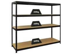 PROREGAL Schwerlastregal Giant Elephant HxBxT 160 x 180 x 60 cm Fachlast 200kg Schwarz