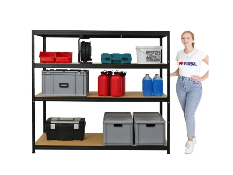 PROREGAL Schwerlastregal Giant Elephant HxBxT 160 x 180 x 60 cm Fachlast 200kg Schwarz