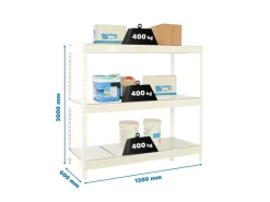 New PROREGAL Schwerlastregal Big Metal Yeti Three HxBxT 200 x 120 x 60 cm Fachlast 400 kg Weiß