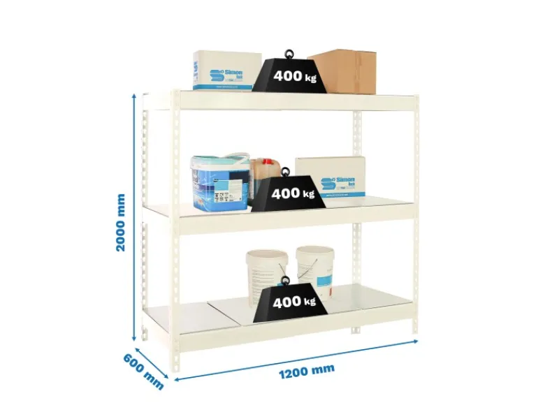 New PROREGAL Schwerlastregal Big Metal Yeti Three HxBxT 200 x 120 x 60 cm Fachlast 400 kg Weiß