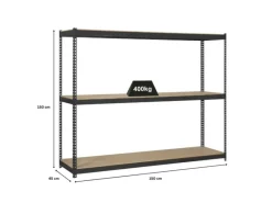 PROREGAL Schwerlastregal Mid Wood Yeti Three HxBxT 150 x 150 x 45 cm Fachlast 400 kg Anthrazit