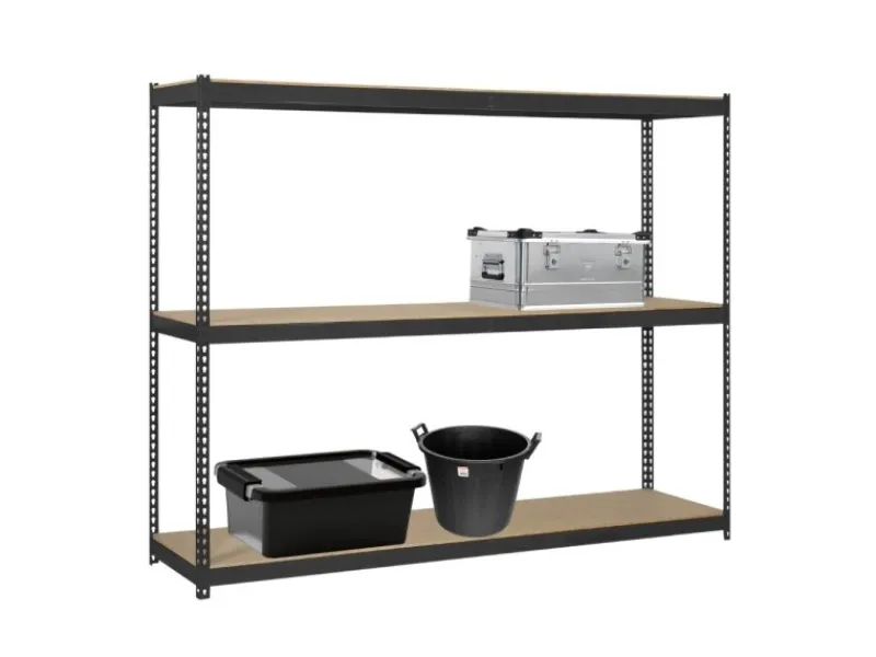 PROREGAL Schwerlastregal Mid Wood Yeti Three HxBxT 150 x 150 x 45 cm Fachlast 400 kg Anthrazit