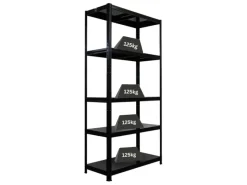 Best PROREGAL Schwerlastregal Ragnar HxBxT 180x90x40cm 5 Stahlplatten-Ebenen Fachlast 125 kg Schwarz