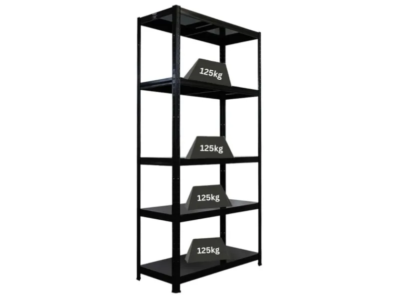 Best PROREGAL Schwerlastregal Ragnar HxBxT 180x90x40cm 5 Stahlplatten-Ebenen Fachlast 125 kg Schwarz