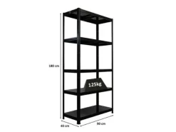 Best PROREGAL Schwerlastregal Ragnar HxBxT 180x90x40cm 5 Stahlplatten-Ebenen Fachlast 125 kg Schwarz