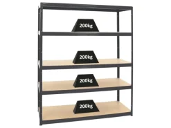 PROREGAL Schwerlastregal Giant Elephant HxBxT 180 x 150 x 60 cm Fachlast 200 kg Schwarz