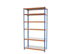 PROREGAL Schwerlastregal Giant Metal Shark HxBxT 250 x 100 x 50 cm Fachlast 180 kg Blau-Orange