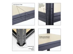Outlet PROREGAL Schwerlastregal Dino HxBxT 180 x 180 x 60 cm Fachlast 500 kg Schwarz