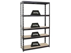 Clearance PROREGAL Schwerlastregal Giant Tiger HxBxT 200 x 120 x 40 cm Fachlast 265 kg 5-Ebenen Schwarz