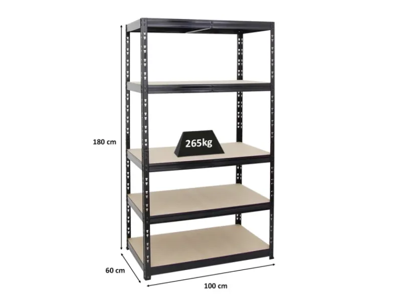 PROREGAL Schwerlastregal Tiger HxBxT 180 x 100 x 60 cm Fachlast 265 kg 5-Ebenen