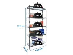 PROREGAL Schwerlastregal Big Metal Shark HxBxT 200 x 100 x 50 cm Fachlast 180 kg Anthrazit-Verzinkt