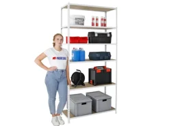 Online PROREGAL Schwerlastregal Giant Muli HxBxT 250 x 80 x 40 cm 6 Fachböden Fachlast 150 kg Weiß