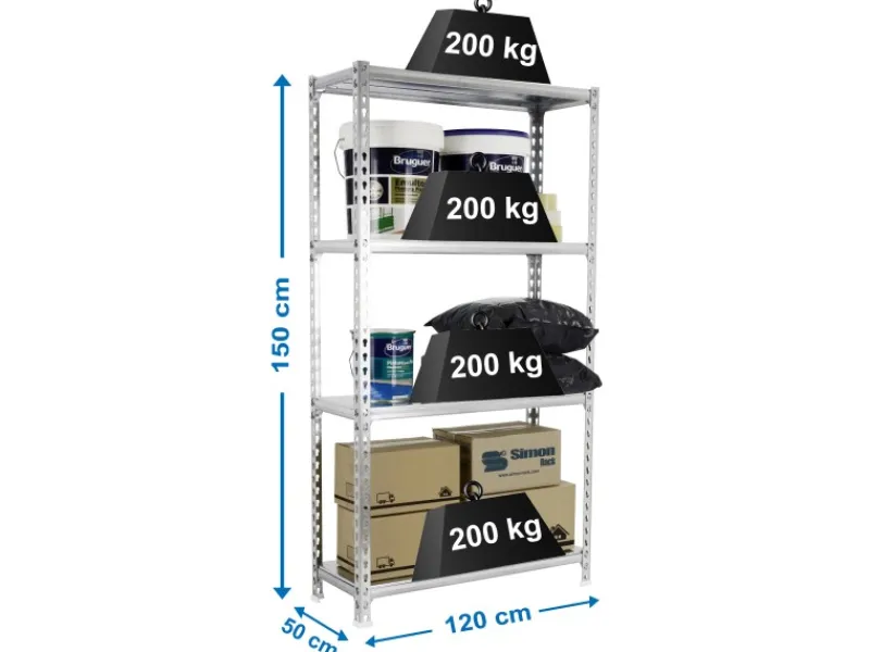 PROREGAL Schwerlastregal Mid Metal Shark HxBxT 150 x 120 x 50 cm Fachlast 200 kg Verzinkt