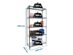 PROREGAL Schwerlastregal Big Metal Shark HxBxT 200 x 100 x 30 cm Fachlast 180 kg Anthrazit-Verzinkt