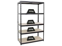 Best PROREGAL Schwerlastregal Giant Tiger HxBxT 200 x 120 x 60 cm Fachlast 265 kg 5-Ebenen Schwarz