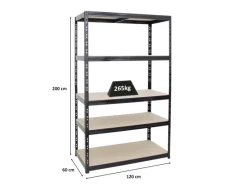 Best PROREGAL Schwerlastregal Giant Tiger HxBxT 200 x 120 x 60 cm Fachlast 265 kg 5-Ebenen Schwarz