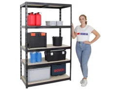 Best PROREGAL Schwerlastregal Giant Tiger HxBxT 200 x 120 x 60 cm Fachlast 265 kg 5-Ebenen Schwarz