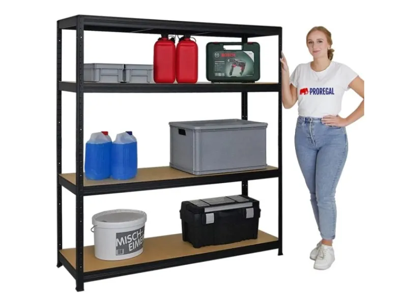 Hot PROREGAL Schwerlastregal Giant Elephant HxBxT 160 x 150 x 45 cm Fachlast 200 kg Schwarz