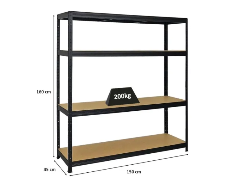 Hot PROREGAL Schwerlastregal Giant Elephant HxBxT 160 x 150 x 45 cm Fachlast 200 kg Schwarz