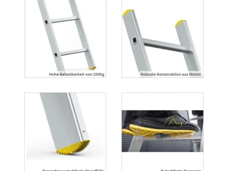 PROREGAL Sprossen-Anlegeleiter Economy Plus Ohne Traverse 9 Sprossen Arbeitshöhe 3,46 m Traglast 150 kg