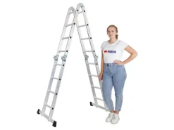 PROREGAL Sprossen-Mehrzweckleiter MULTISTEP mit Gerüstplattform Aluminium 4x4 Sprossen bis zu 4,6 m Höhe Traglast 150kg